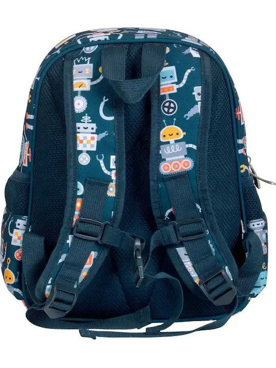 A Little Lovely Company School Backpack For Kindergarten With Water Bottle Holder Blue 16 Litre 27 x 19 x 32cm