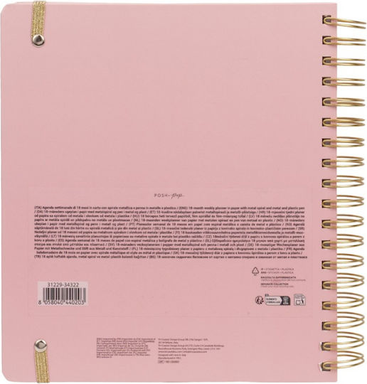 Diary Tri-Coastal Weekly 18-Month August 2026 January 2028 Pink