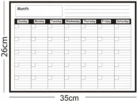 Magnetic Monthly Planning Board Fridge 4 Markers Eraser 26x35cm Aria Trade