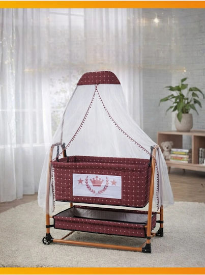 SteweHome Babywiege mit Matratze und Rädern Marineblau