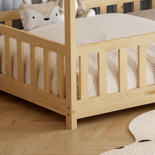 Phyllis Παιδικό Κρεβάτι Montessori Κουκέτα Μονό με Στρώμα Μπεζ 90x190cm