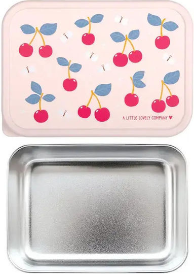 A Little Lovely Company Stainless Steel Kids' Food Container 0.9l Pink 17.5 x 12.5 x 6cm