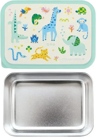 A Little Lovely Company Неръждаема Детска Кутия За Храна 0.9 Л Бежова 17.5 x 12.5 x 6 см