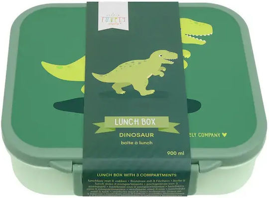 A Little Lovely Company Plastic Kids' Food Container Dinosaurs 0.9lt 18 x 17 x 5cm