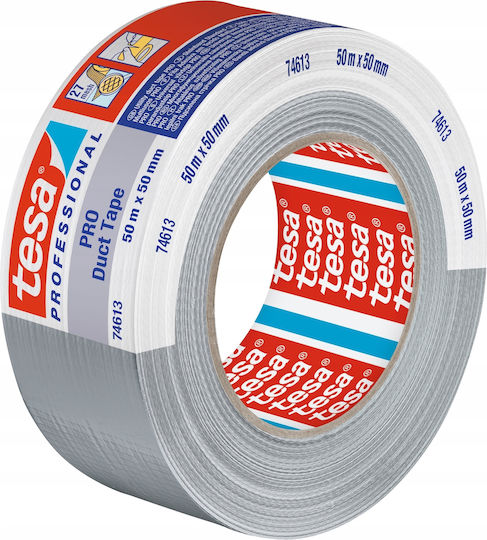 Tesa Αυτοκόλλητη Υφασμάτινη Ταινία Ασημί 50mx50mm 2τμχ