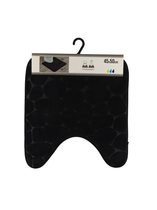 Πατάκι Μπάνιου Microfiber Λεκάνης AT00012491 Μαύρο 50x50εκ.