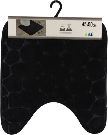 Πατάκι Μπάνιου Microfiber Λεκάνης AT00012491 Μαύρο 50x50εκ.