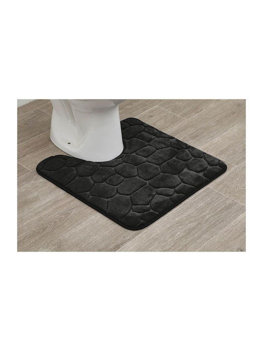 Πατάκι Μπάνιου Microfiber Λεκάνης AT00012491 Μαύρο 50x50εκ.