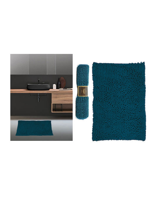 ArteLibre Rutschfest Badematte Synthetisch,Polyester/Cotton/Leather Rechteckig 06511703 Petrol Blau 50x80cm
