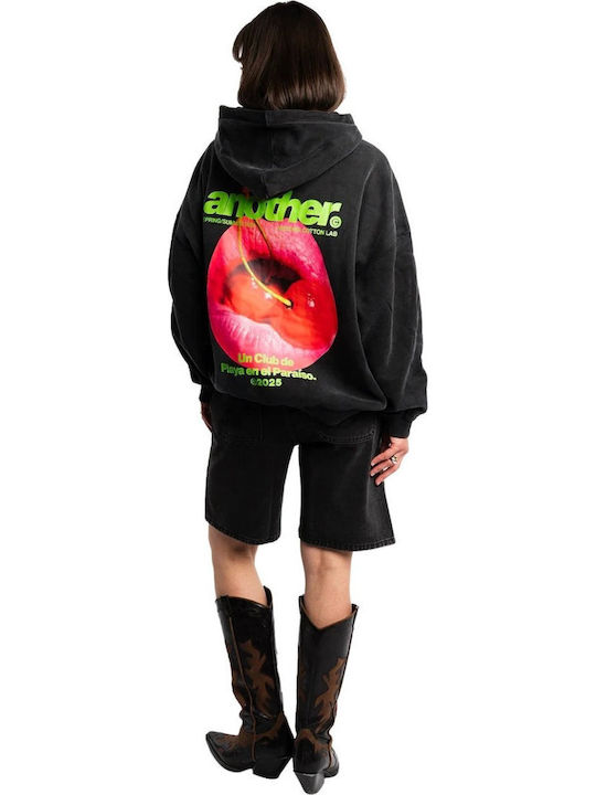 Another Cotton Lab Cardigan With Hood Black