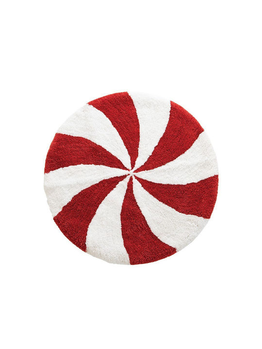 Nef-Nef Homeware Αντιολισθητικό Πατάκι Μπάνιου Βαμβακερό Στρογγυλό Sweet Christmas Red-white Φ70εκ.
