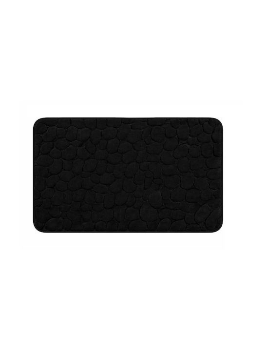 Non-Slip Bath Mat Black Velvet-Black Metal 50x80cm