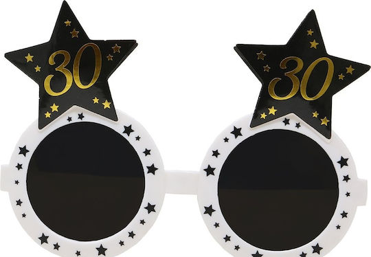 Brillen 30. Geburtstag Weiß Schwarz Stern Party Fotokabine