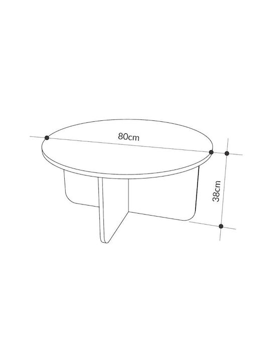 Rundes Zentral Kaffeetisch Hillary Holz Travertin M80xL80xH38cm