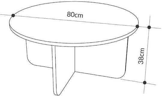 Round Central Coffee Table Hillary Wooden Travertine L80xW80xH38cm
