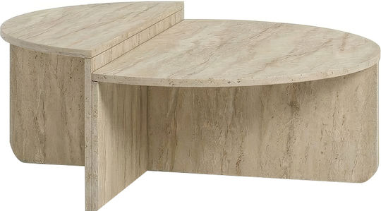 Στρογγυλό Κεντρικό Τραπεζάκι Aloeva Ξύλινο Travertine Μ90xΠ90xΥ37εκ.
