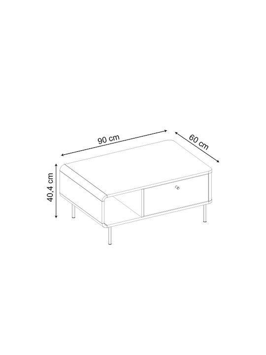 Rectangular Central Coffee Table Colia Wooden Sepet Oak L90xW60xH40.4cm