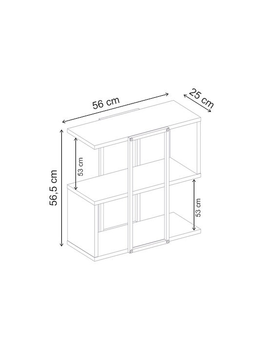 Rectangular Side Table Homia from Solid Wood Black W56xD25xH56.5cm