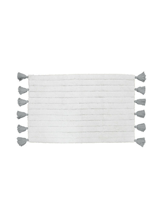 Douceur d'Intérieur Bath Mat Cotton Minatis 1801628 White / Grey 50x80cm