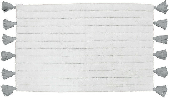 Douceur d'Intérieur Cotton Bath Mat Minatis 1801628 White Grey 50x80cm