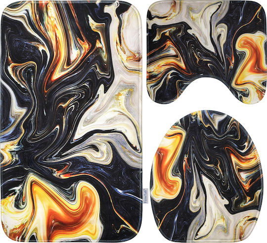 Σετ Πατάκια Μπάνιου BlackGoldAbstract3 Black, Gold 3τμχ