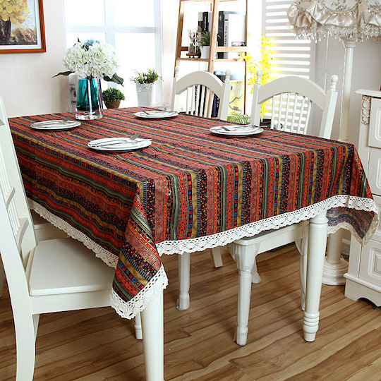 FRIPIA Multicolour Tablecloth With Lace 140x200cm