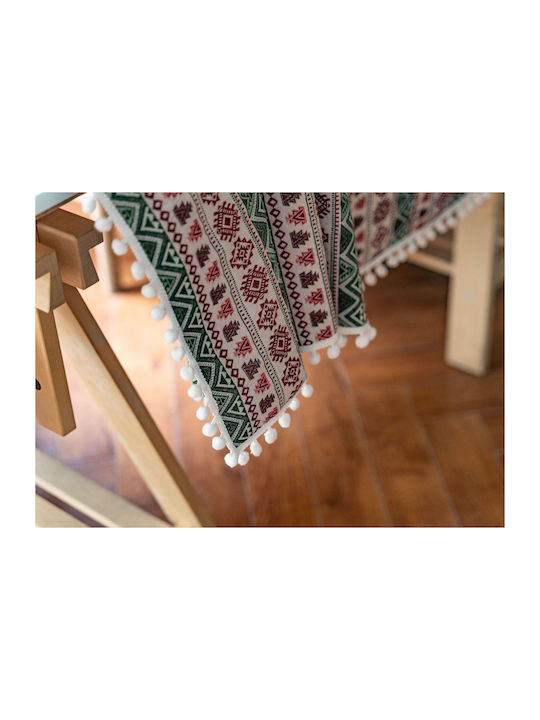 FRIPIA Fripia Leinen Tischdecke Mit Stickerei Weiß 140x200cm