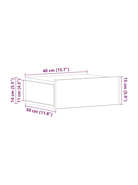 Κομοδίνο Ξύλινο Μαύρο 40x30x15cm