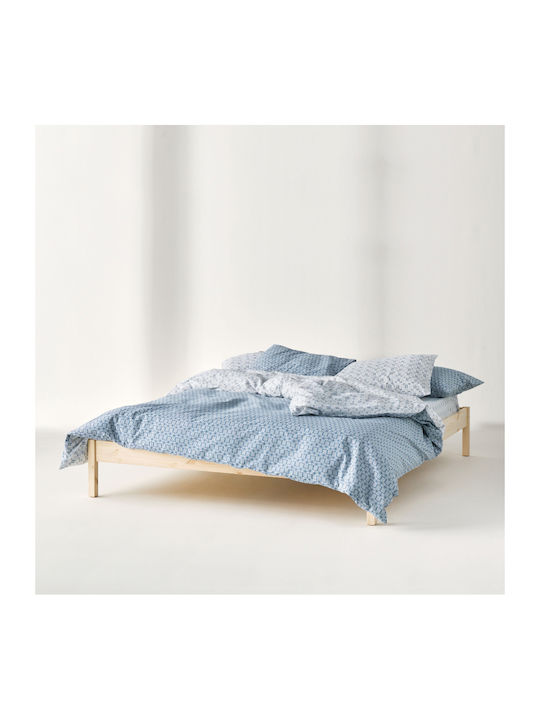 Kentia Kivo Single Cotton Coverlet Set Blue White 160x240cm