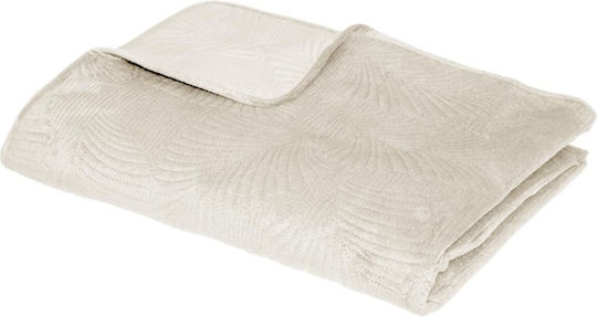 Atmosphera Leaf Super Double Coverlet Ivory 240x260cm