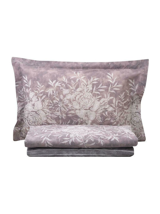 Beauty Home Подредба Шалтета Преголяма от Памук и Полиестер Neith Лилави - Сиви 220x240см 3 Бройки 1978КЛЮД