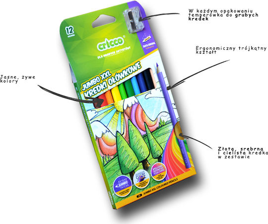 Cricco Triangular Thick Crayons 12 Colors Cr325k12