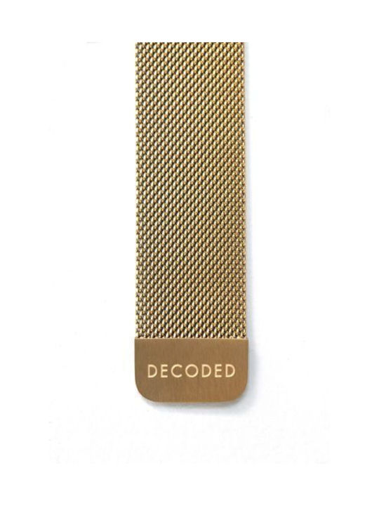 Decoded Milan Traction Stainless Steel Band Metal Bracelet Apple Watch Series Ultra 1-3 Series 1-11 SE 1-3 Shiny Gold De-d26aws45mts2gd