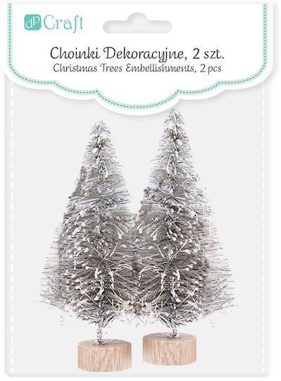 Dekorative Silbers Weihnachtsdekorationen mit Bäumen 8cm 2 Stück