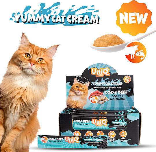 Creamy Pasta Treat Cats Cod Beef Purrcream Uniq Pets 15g