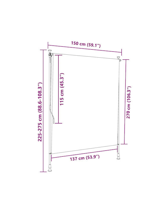 vidaXL Rollos Partieller Blackout Gelb B150xH270cm 368774