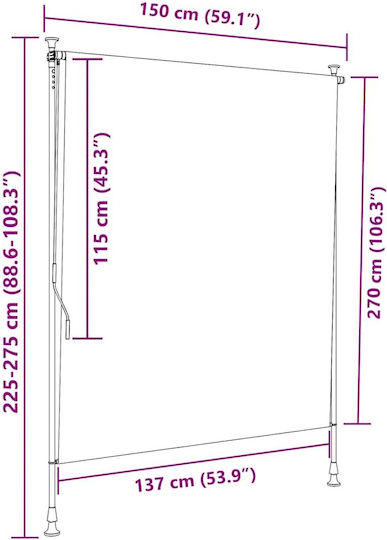 vidaXL Roller Blinds Partial Blackout Yellow W150xH270cm 368774