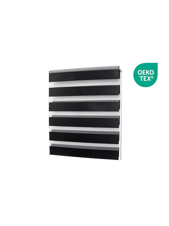 Central Home Ρόλερ Σκίασης Zebra Μερικής Συσκότισης Διπλό Μαύρο Π80xΥ230εκ.