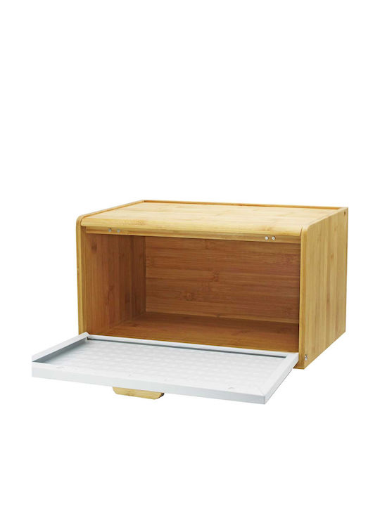 Brunbeste Cutie de Pâine cu Capac din Bambus Albă 37x20.5x22cm