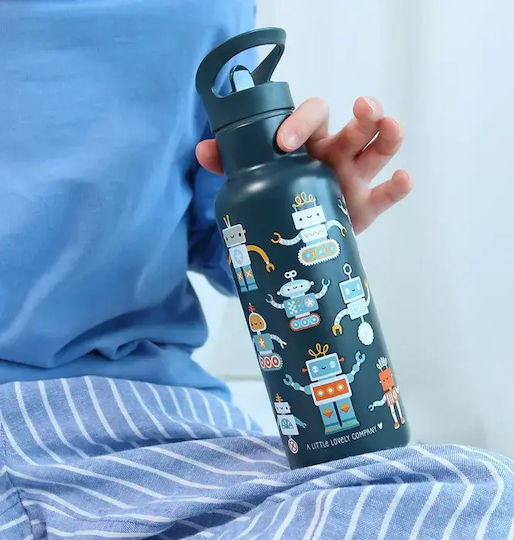 A Little Lovely Company Детска Бутилка Термос Неръждаема Стомана със Сламка 500ml