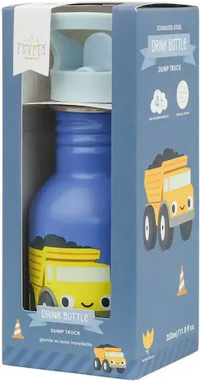 A Little Lovely Company Kids Water Bottle Stainless Steel with Straw Dumptruck 350ml