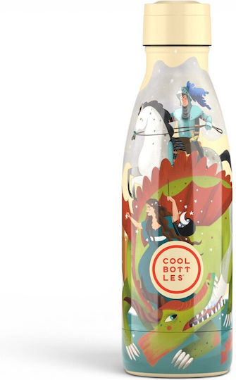 Cool Bottles Kids Water Bottle Thermos Silicone with Pop-Up Cap Green 350ml
