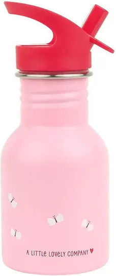 A Little Lovely Company Kids Stainless Steel Water Bottle Happy 350ml