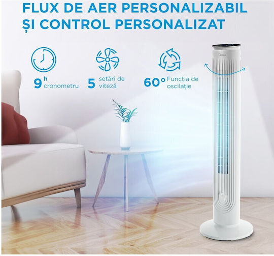Midea Вентилатор Кула 40W с Дистанционно Бял