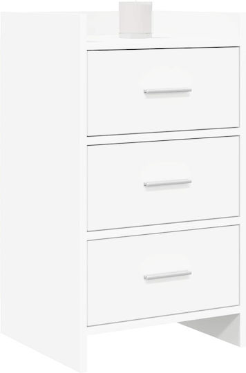 Metal Bedside Table with White Glass Surface 40x36x70cm