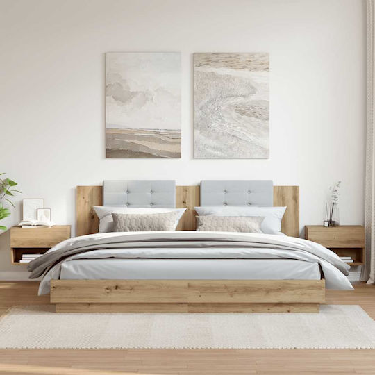 Noptiere Dormitor Din Lemn Maro 2 Bucăți 46x29.5x30cm
