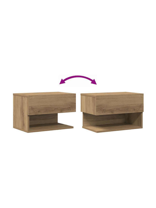 Wooden Brown Bedside Tables 2 Pieces 46x29.5x30cm