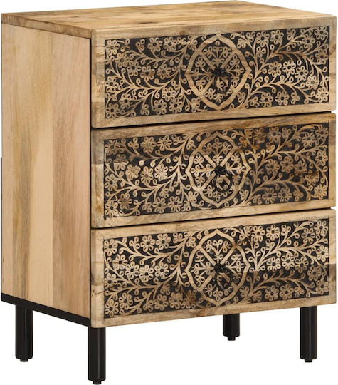Beige Wooden Bedside Table 50x33x60cm