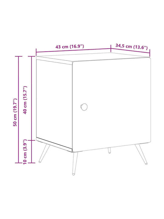 Wooden Gray Bedside Table 43x34.5x50cm
