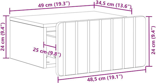 Κομοδίνα Ξύλινα Καφέ 2τμχ 49x34.5x24cm